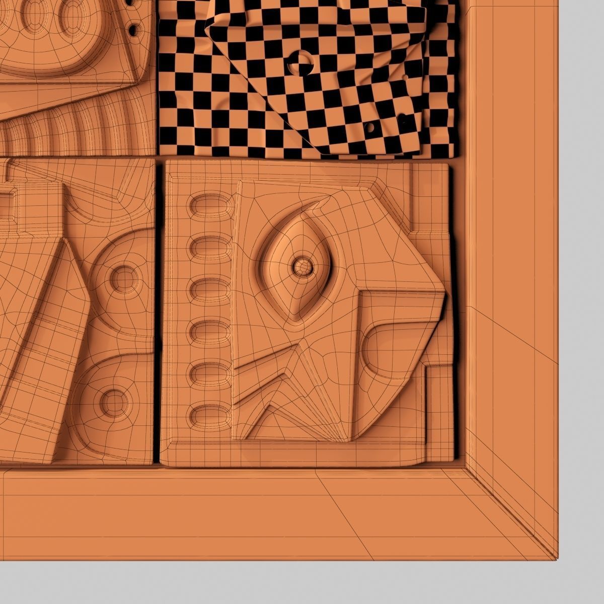 Panel decorative cube square n1 3D model_23