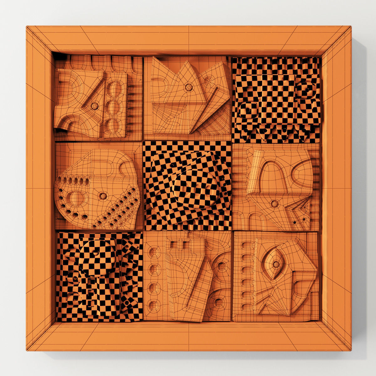 Panel decorative cube square n1 3D model_18