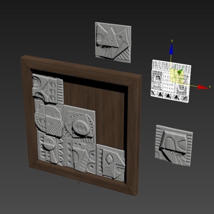 Panel decorative cube square n1 3D model_15