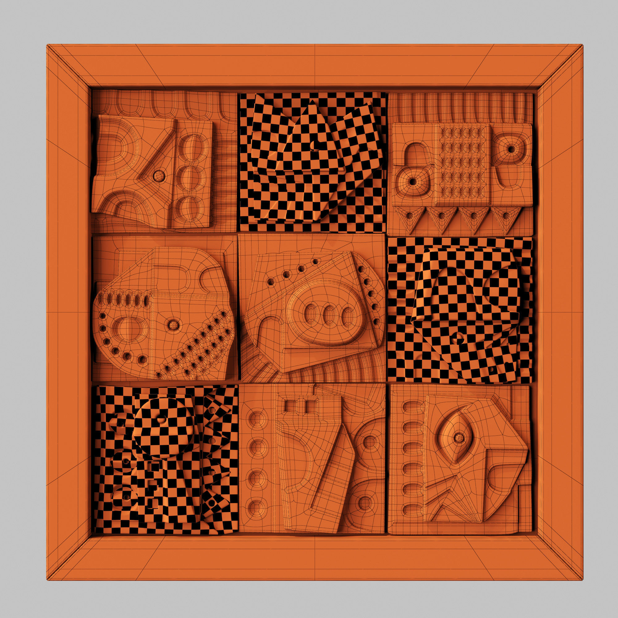 Panel decorative cube square n1 3D model_26