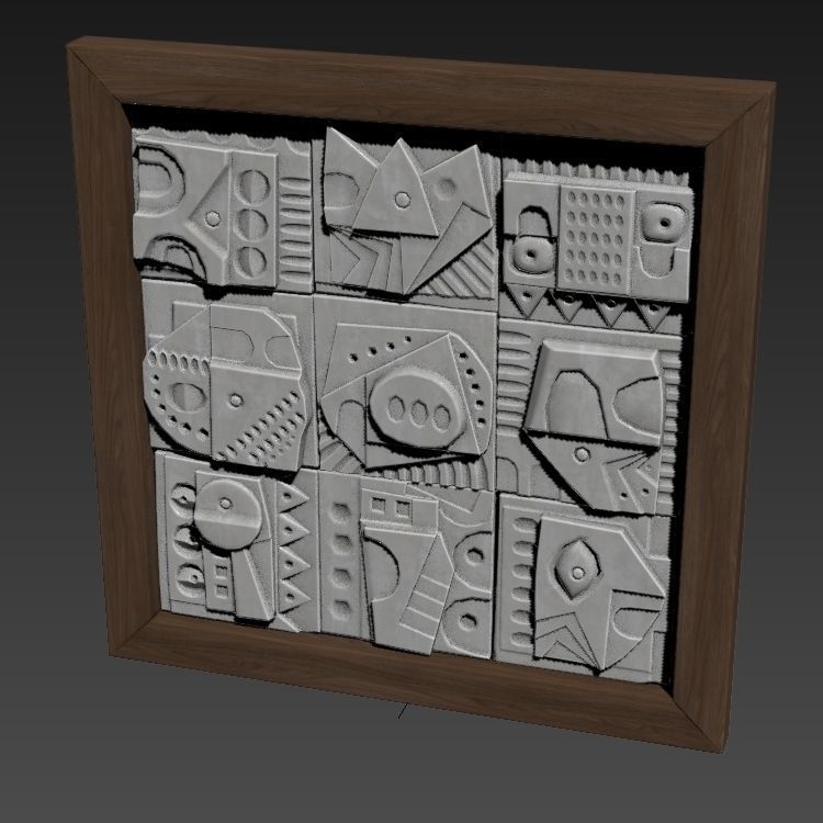 Panel decorative cube square n1 3D model_16