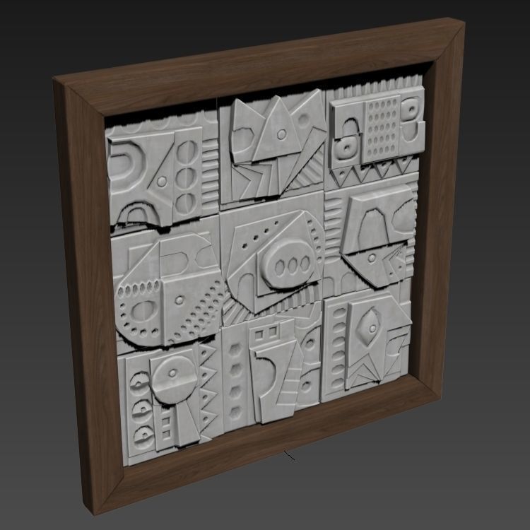 Panel decorative cube square n1 3D model_17
