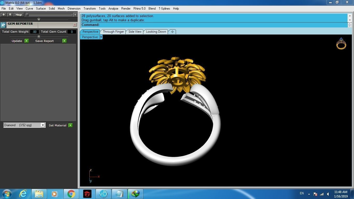 Flower Jewelry Set Ring Earring Pendant 3D Model 48 3D print model_8