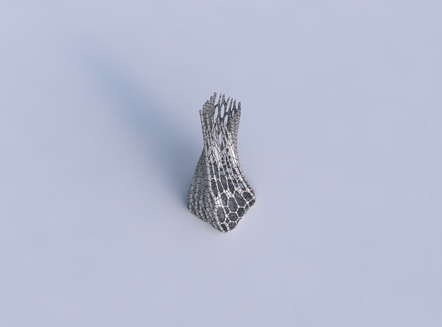 Vase twisted squeezed rectangle with cracked organic lattice 2 3D print model_6