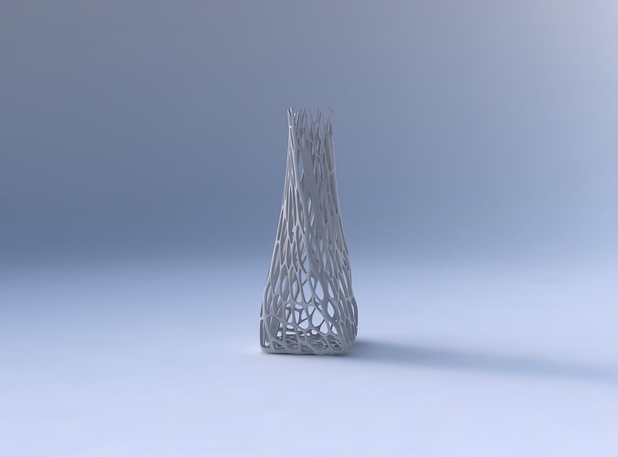 Vase twisted squeezed rectangle with cracked organic lattice 2 3D print model_4