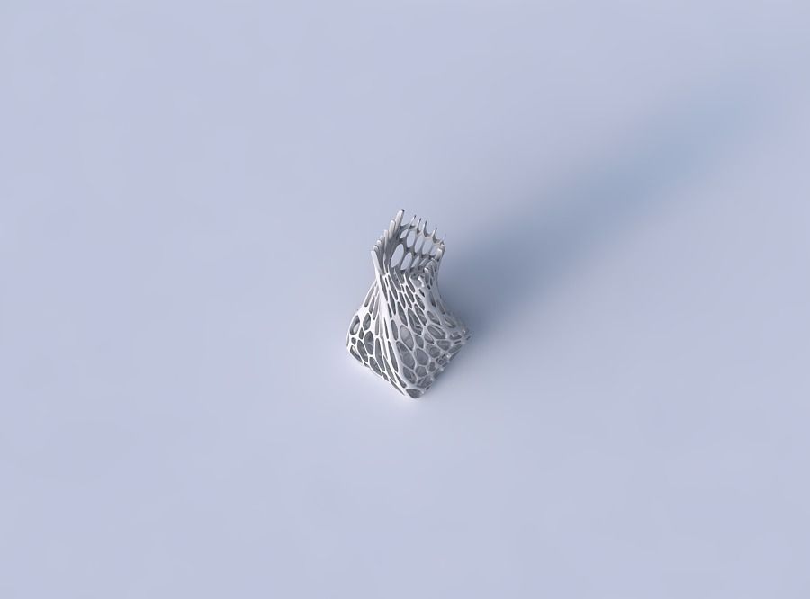 Vase twisted squeezed rectangle with cracked organic lattice 2 3D print model_2