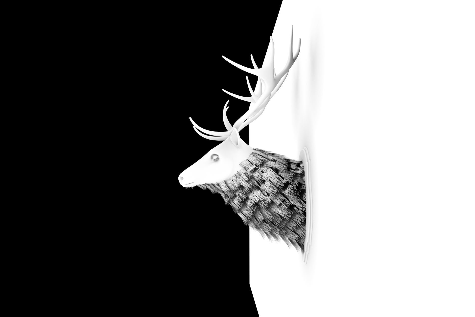 Deer head decorative wall decoration display collection 3D model_13