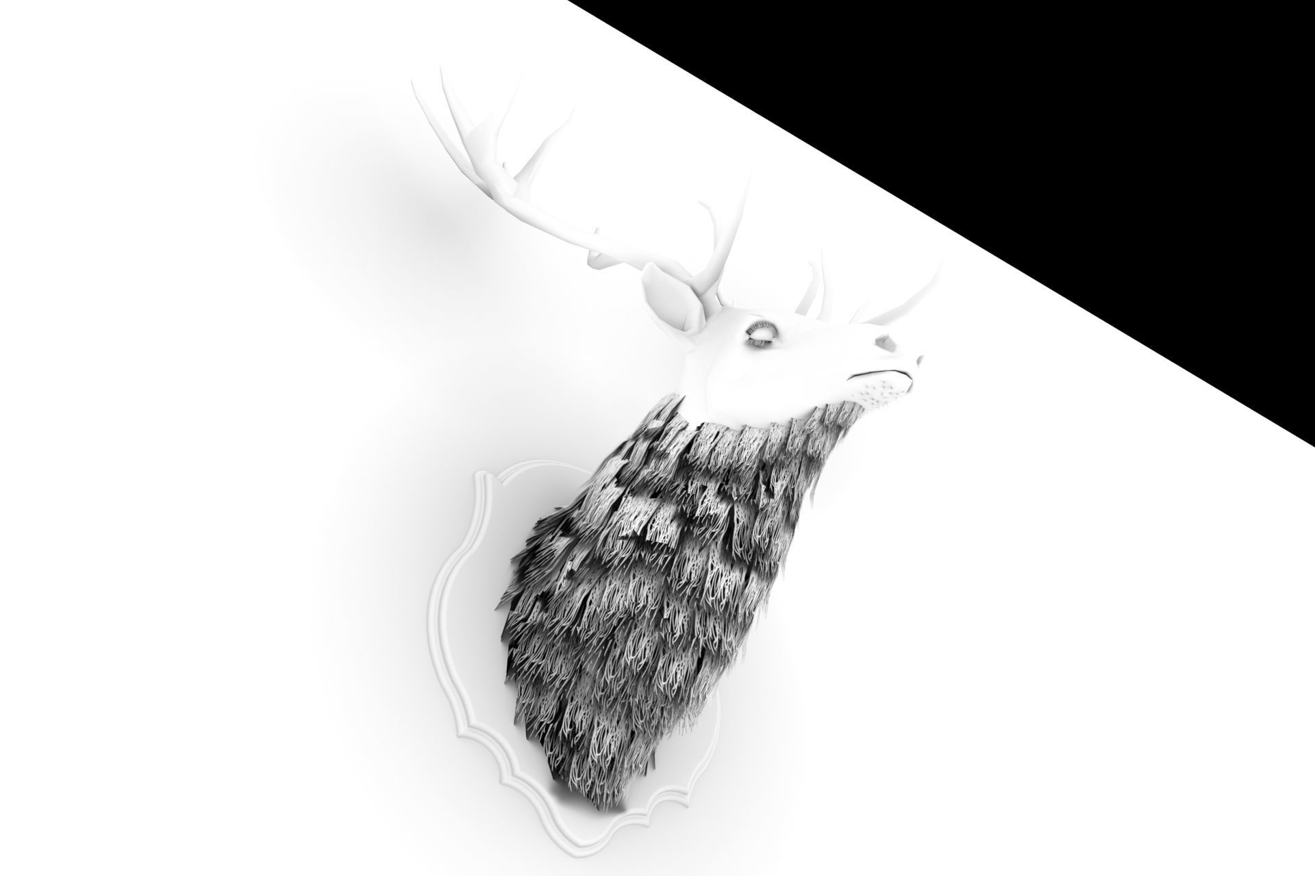 Deer head decorative wall decoration display collection 3D model_8