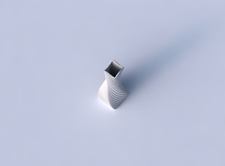 Vase twisted squeezed rectangle with bent extruded lines 3 3D print model_2