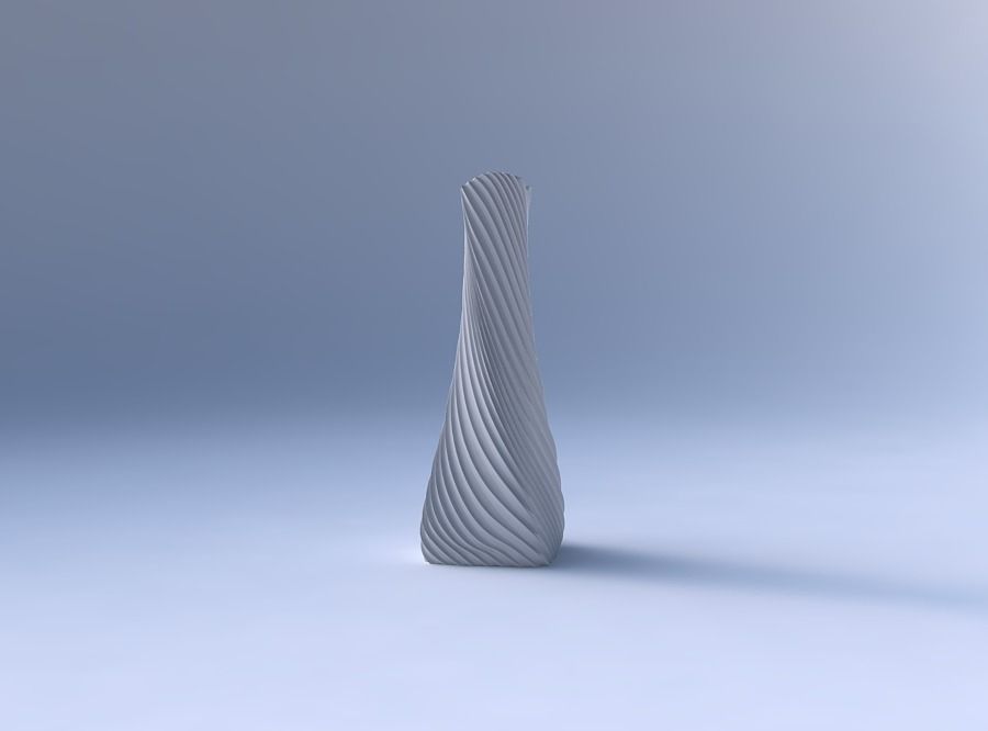 Vase twisted squeezed rectangle with bent extruded lines 3 3D print model_4