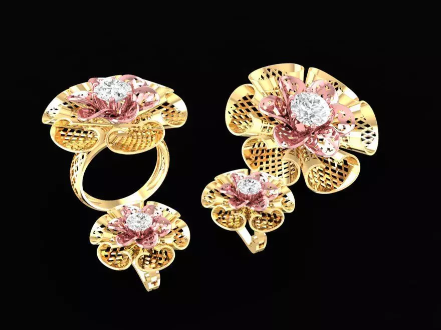 Elegant Multi Layer Floral Jewelry Set Design 54 3D print model