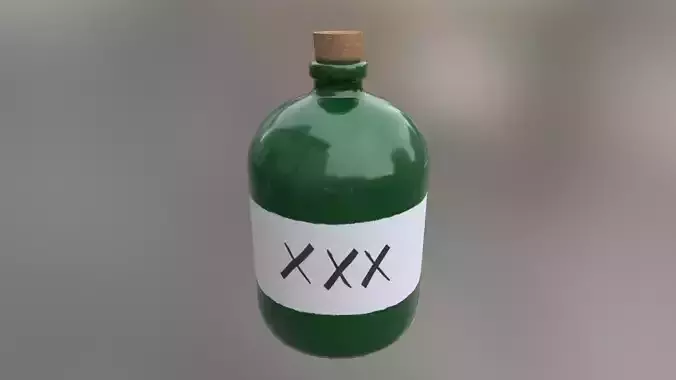 Illegal Green Alcohol Bottle 4K PBR Textures Game-Ready