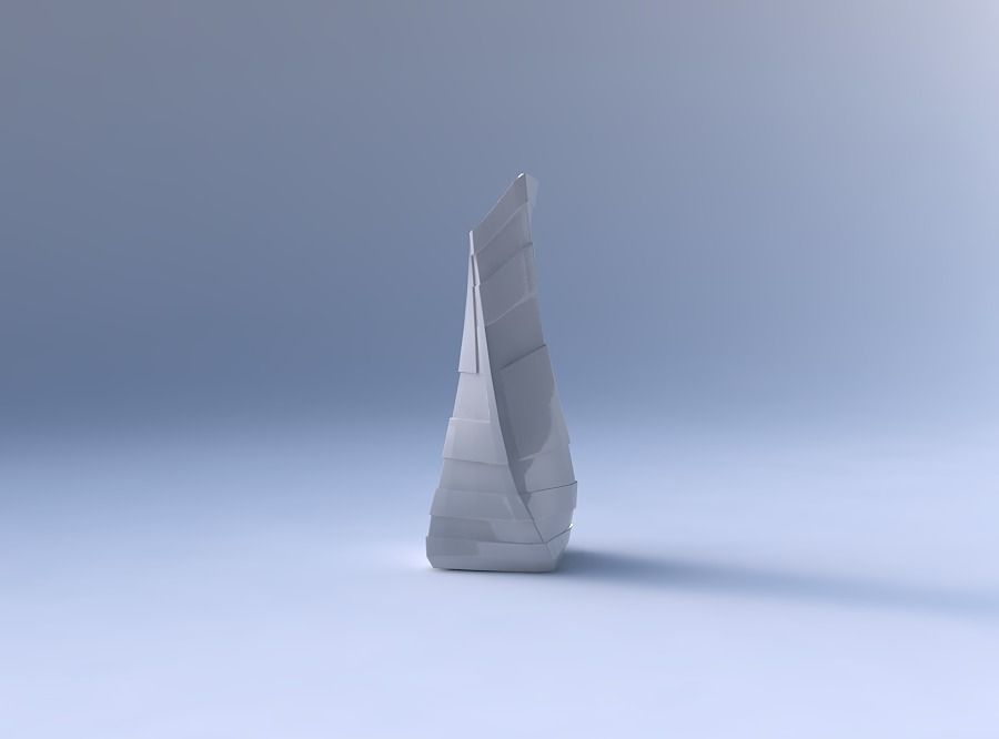 Vase twisted squeezed and bent rectangle with sharp ribbons 3D print model_4