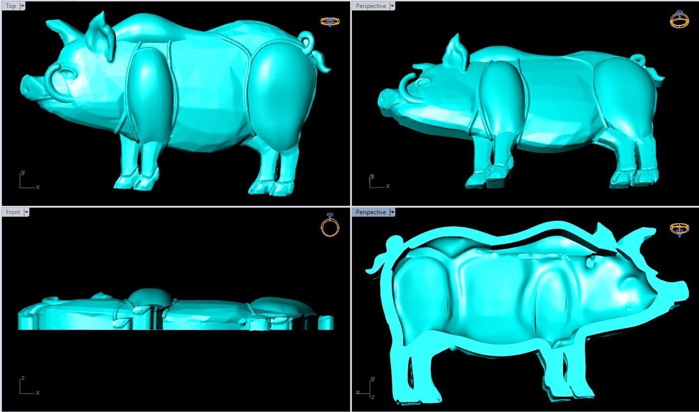 Pig for jewelry - Pigs for pendant - Pigs for ring - N1001 3D print model_4