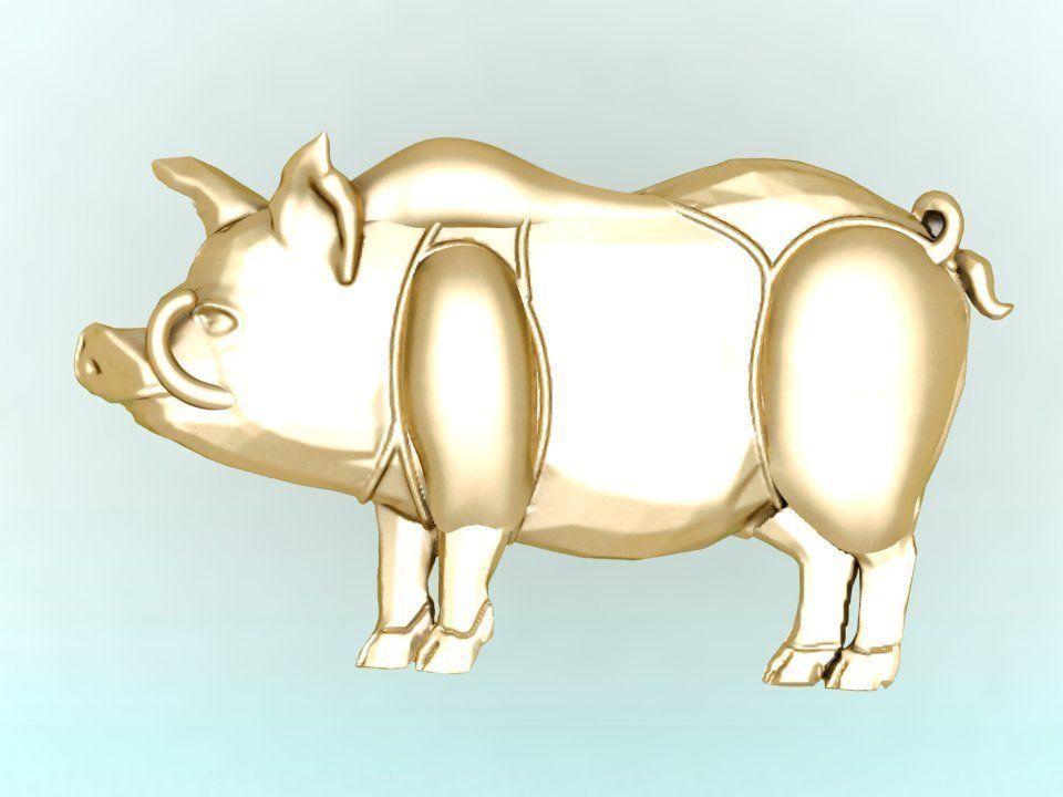 Pig for jewelry - Pigs for pendant - Pigs for ring - N1001 3D print model_2