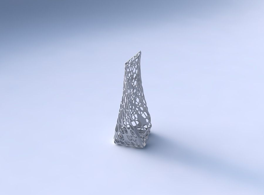 Vase twisted squeezed and bent rectangle with twisted dense o... 3D print model_3