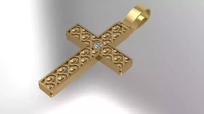 Cross gold pendant with diamond