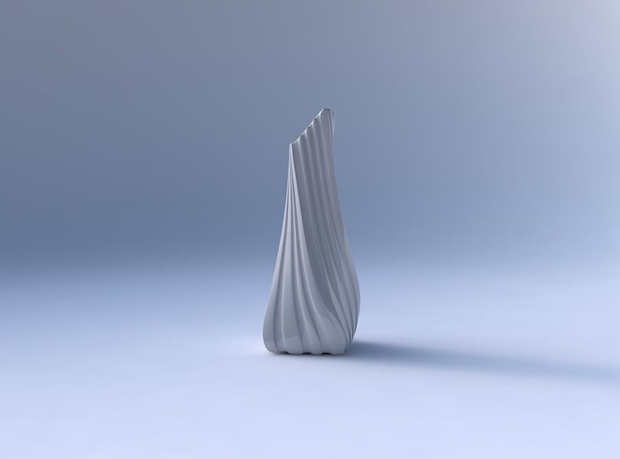 Vase twisted squeezed and bent rectangle with smooth vertical... 3D print model_4