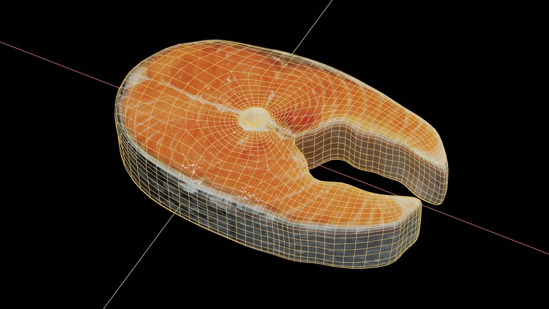 Raw salmon steak Low-poly 3D model_12