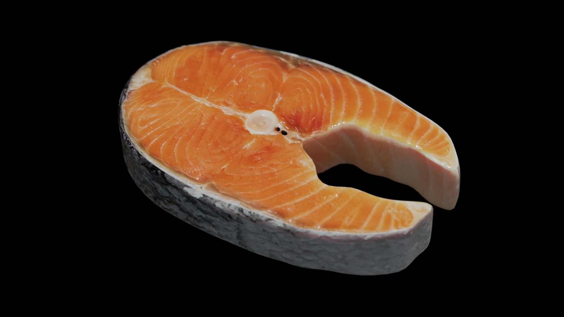 Raw salmon steak Low-poly 3D model_1