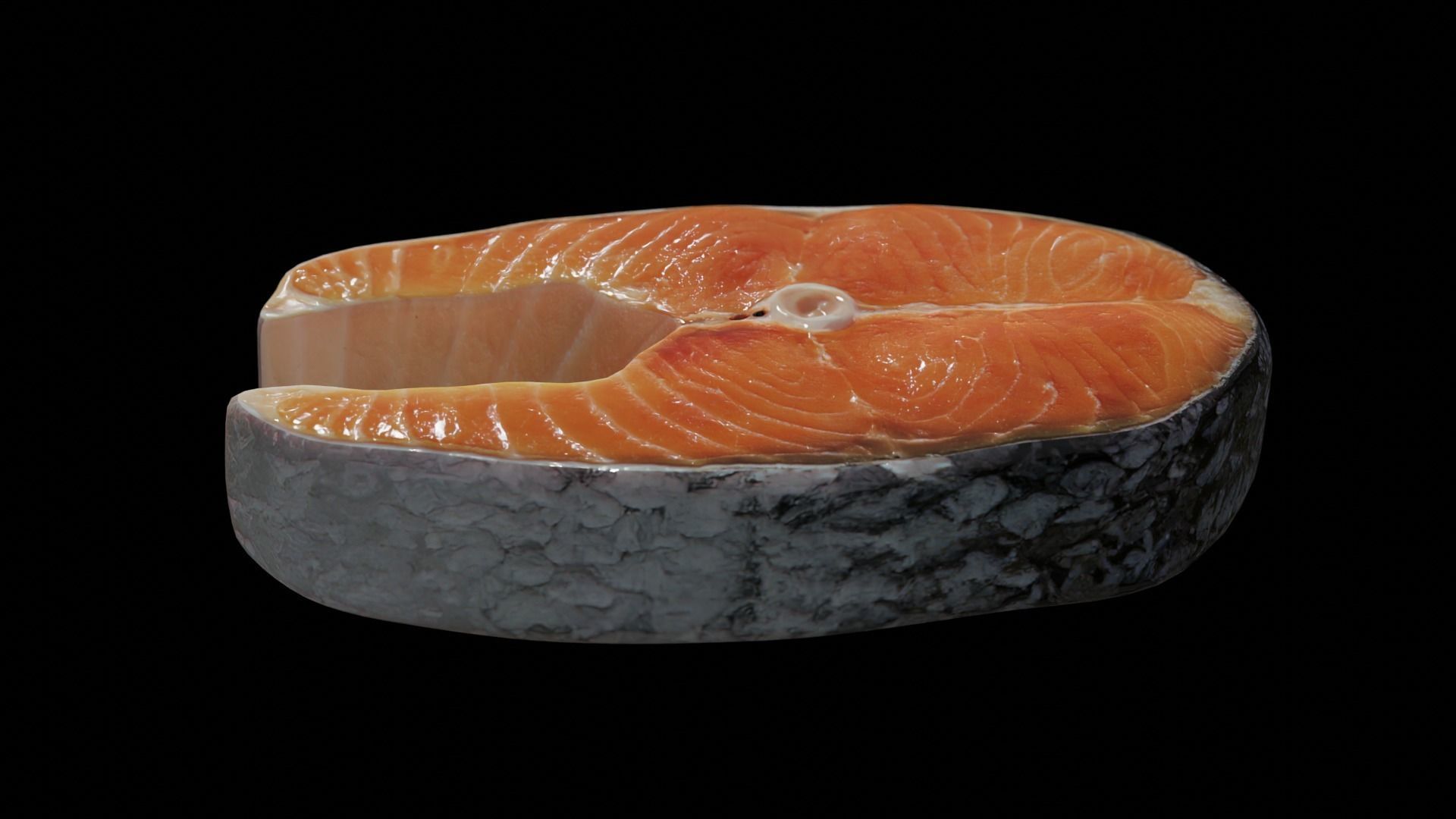 Raw salmon steak Low-poly 3D model_4
