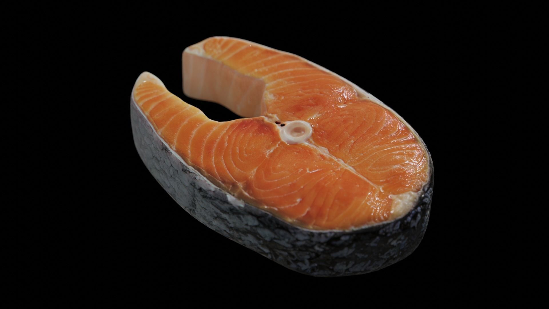 Raw salmon steak Low-poly 3D model_3