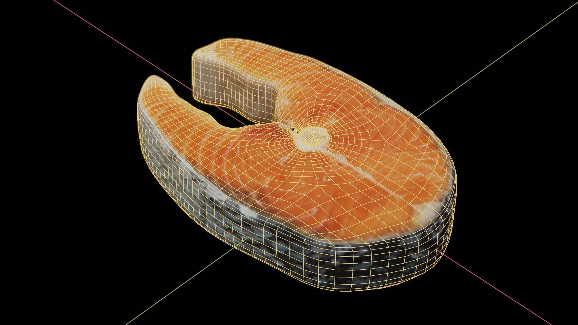 Raw salmon steak Low-poly 3D model_13