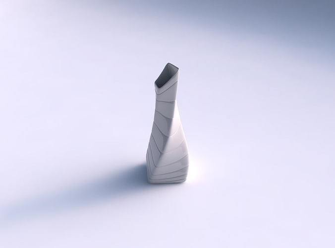 Vase twisted squeezed and bent rectangle with distorted horizontal dents