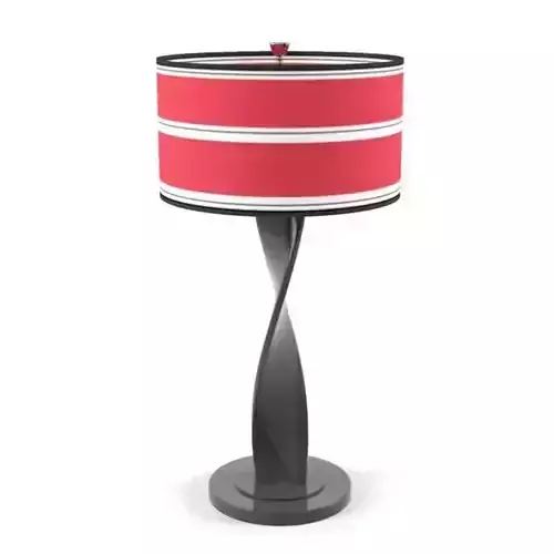 Red And White Striped Lamp With Twisting Base
