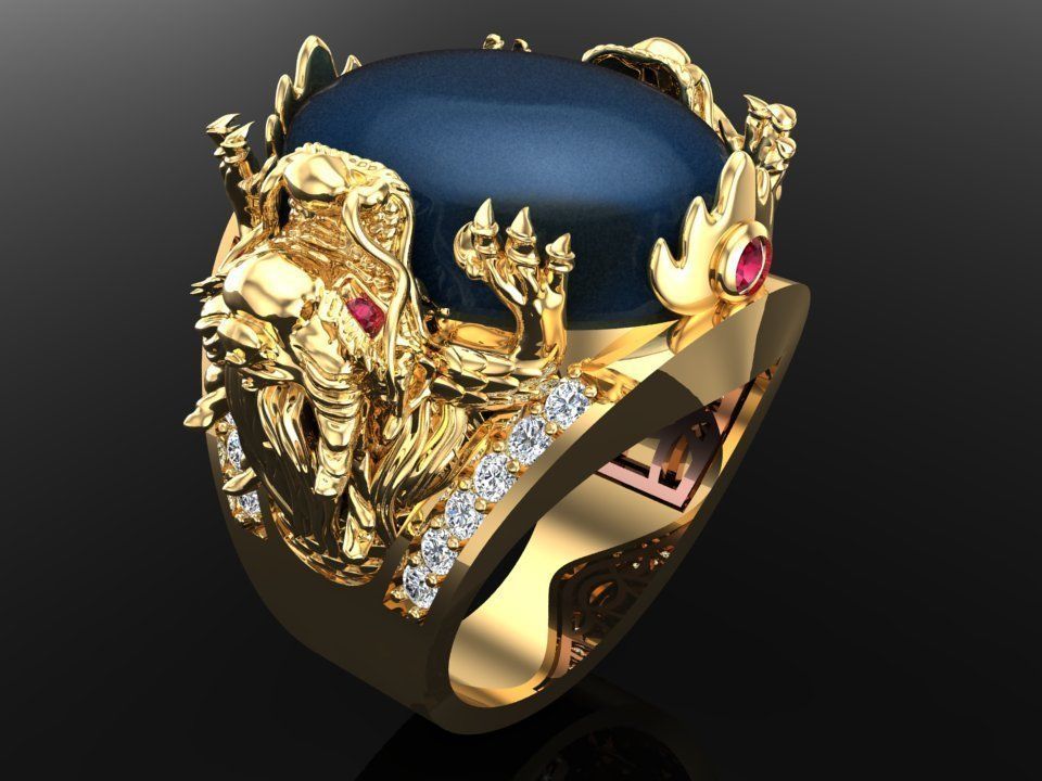 Dragon Ring - Mens Dragon Ring - Mens Ring - N1104 3D print model_1