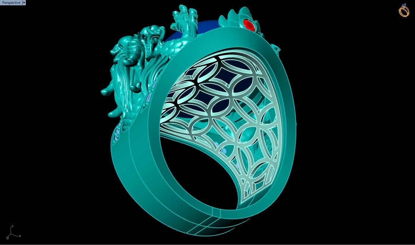 Dragon Ring - Mens Dragon Ring - Mens Ring - N1104 3D print model_8