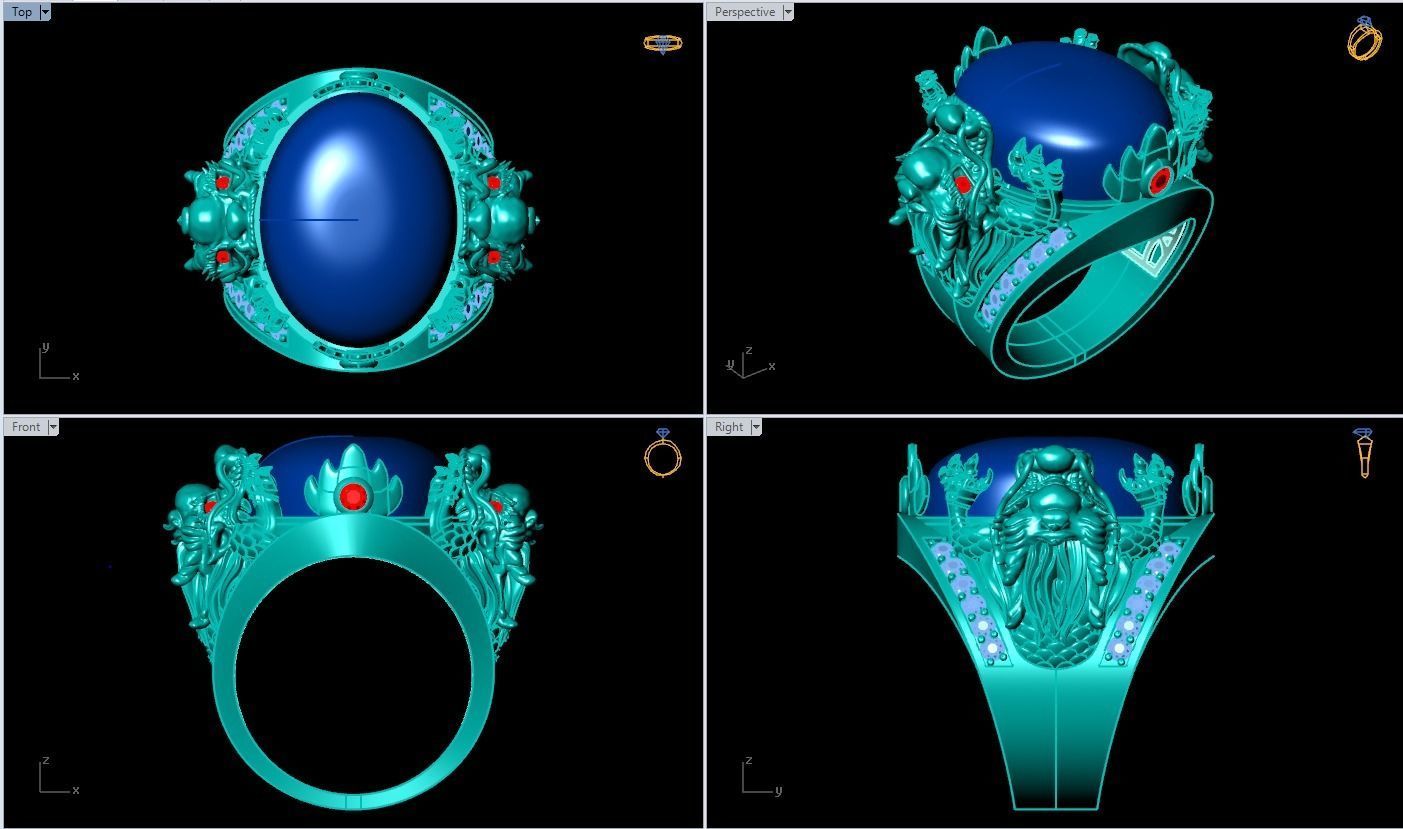 Dragon Ring - Mens Dragon Ring - Mens Ring - N1104 3D print model_6