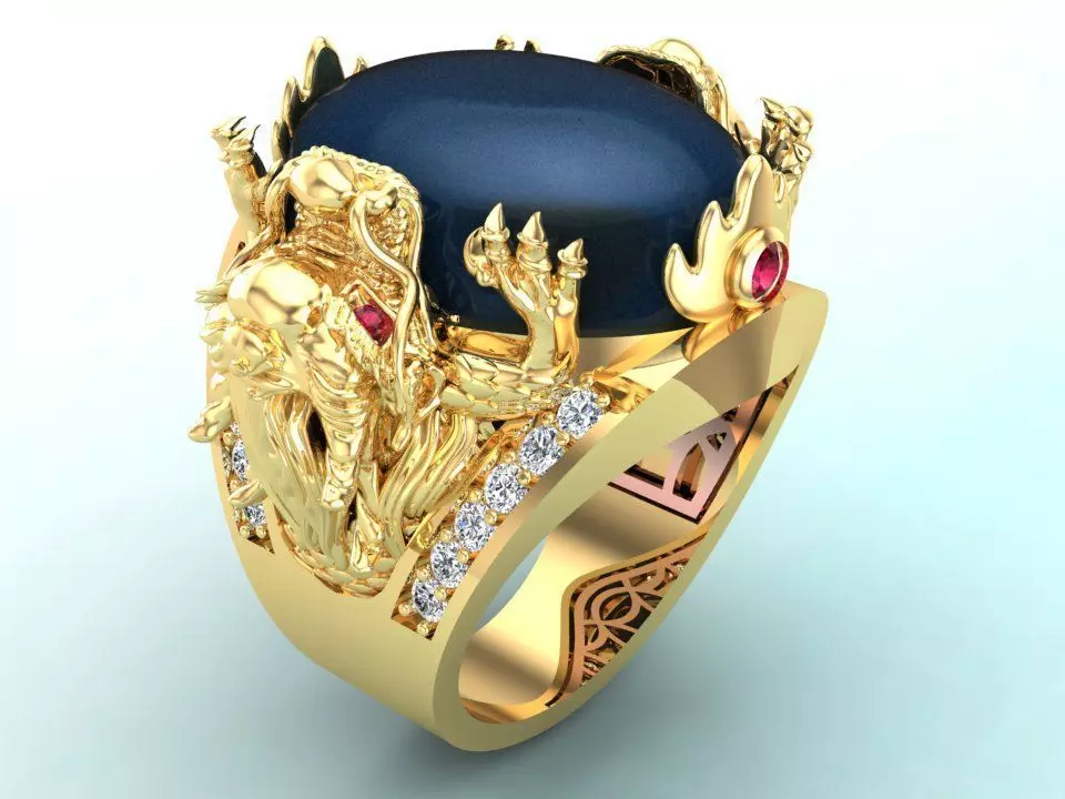 Dragon Ring - Mens Dragon Ring - Mens Ring - N1104 3D print model_0