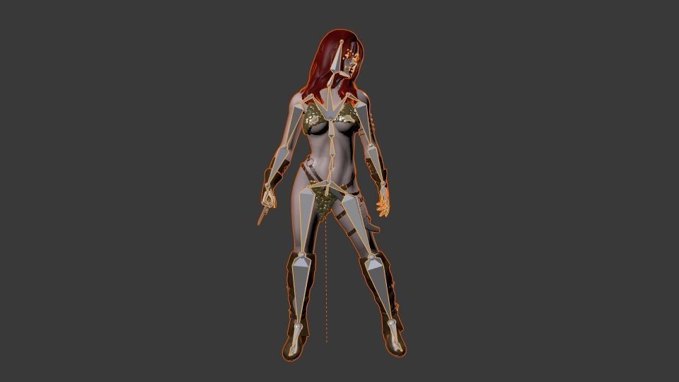 Female Warrior Low-poly 3D model_10