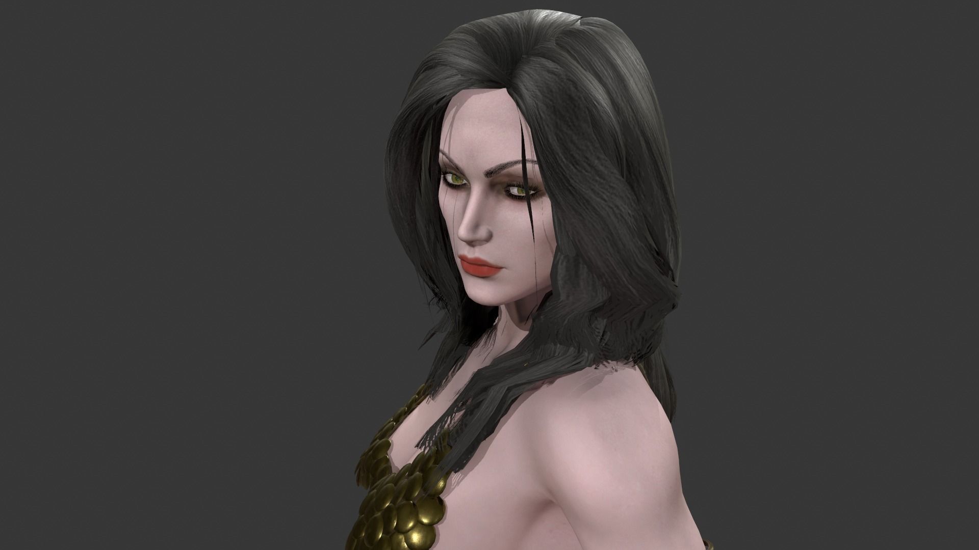 Female Warrior Low-poly 3D model_3