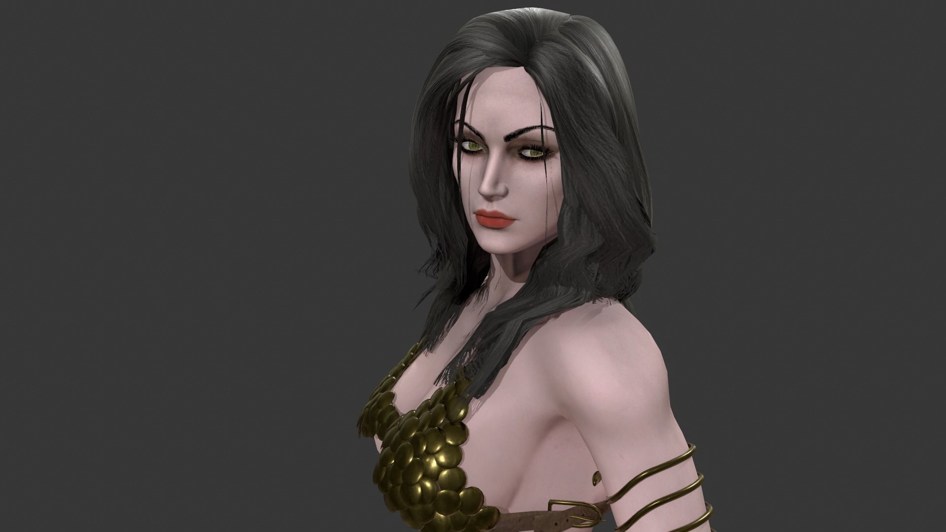 Female Warrior Low-poly 3D model_8