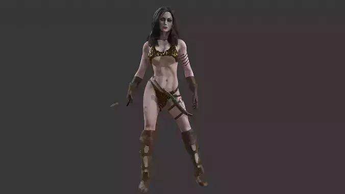 Female Warrior Low-poly 3D model