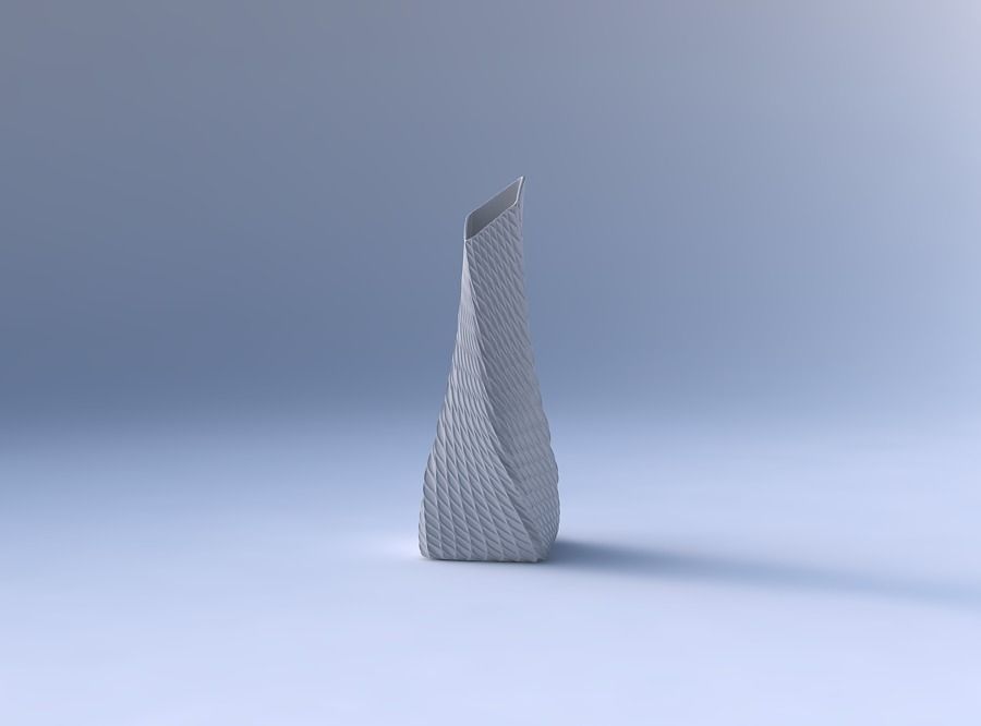 Vase twisted squeezed and bent rectangle 2 with twisted diago... 3D print model_4