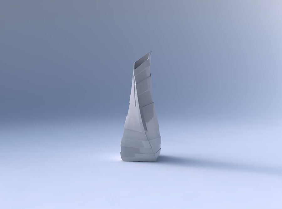 Vase twisted squeezed and bent rectangle 2 with sharp ribbons 3D print model_4