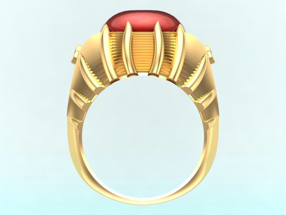 Mens oval stone ring - Mens ring - N230 3D print model_5