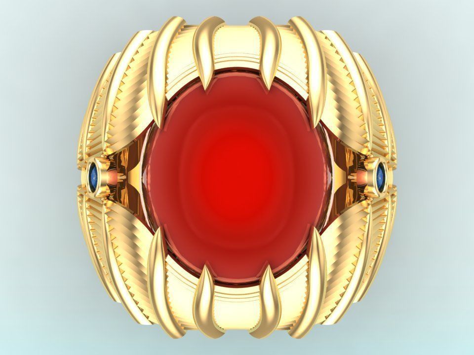 Mens oval stone ring - Mens ring - N230 3D print model_3