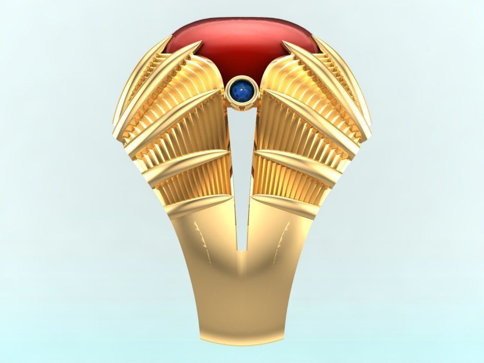 Mens oval stone ring - Mens ring - N230 3D print model_4