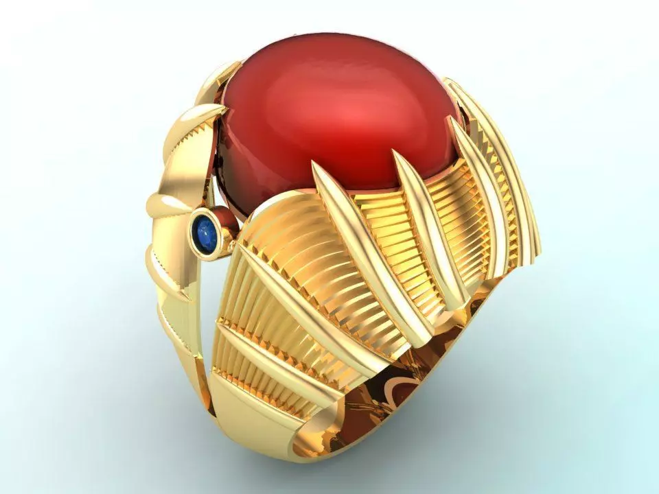 Mens oval stone ring - Mens ring - N230 3D print model_0