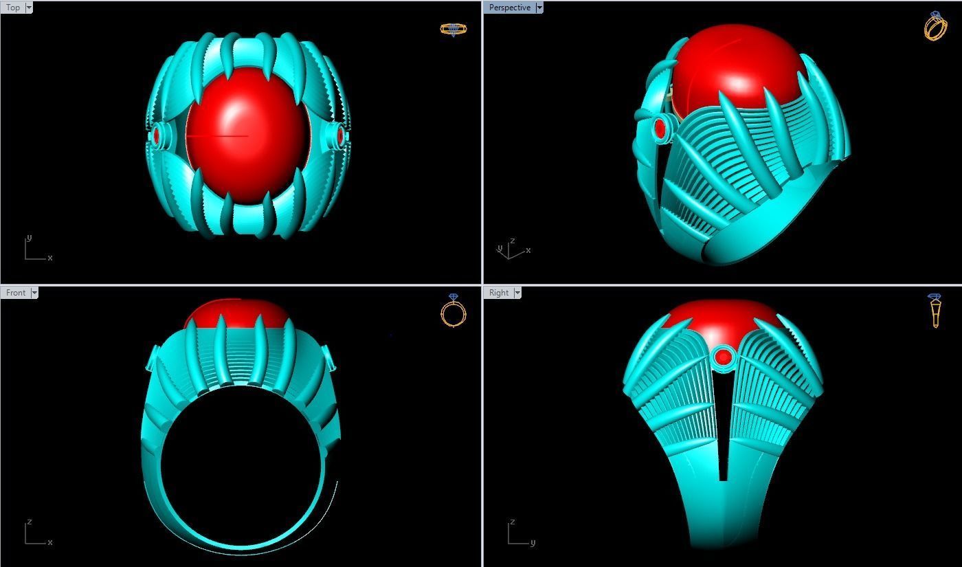 Mens oval stone ring - Mens ring - N230 3D print model_1