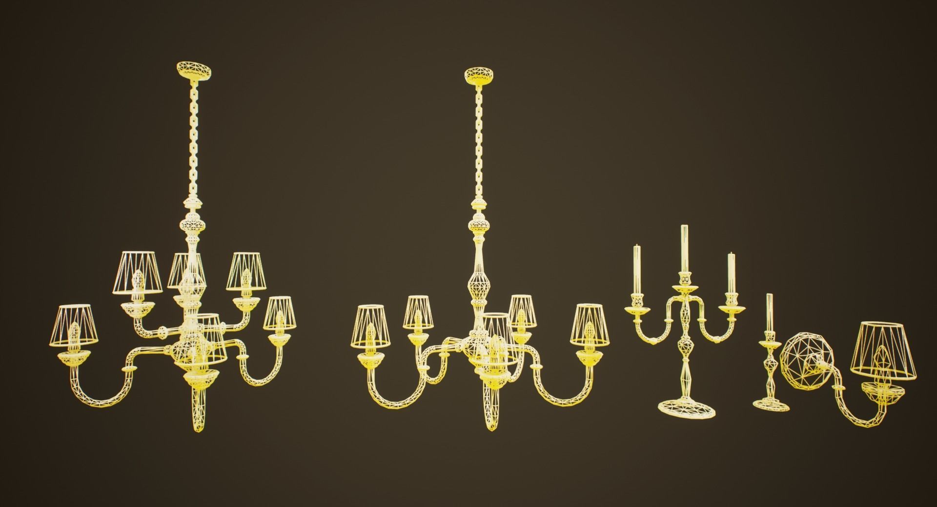 Antique Chandelier - PBR Game Ready Low-poly 3D model_4
