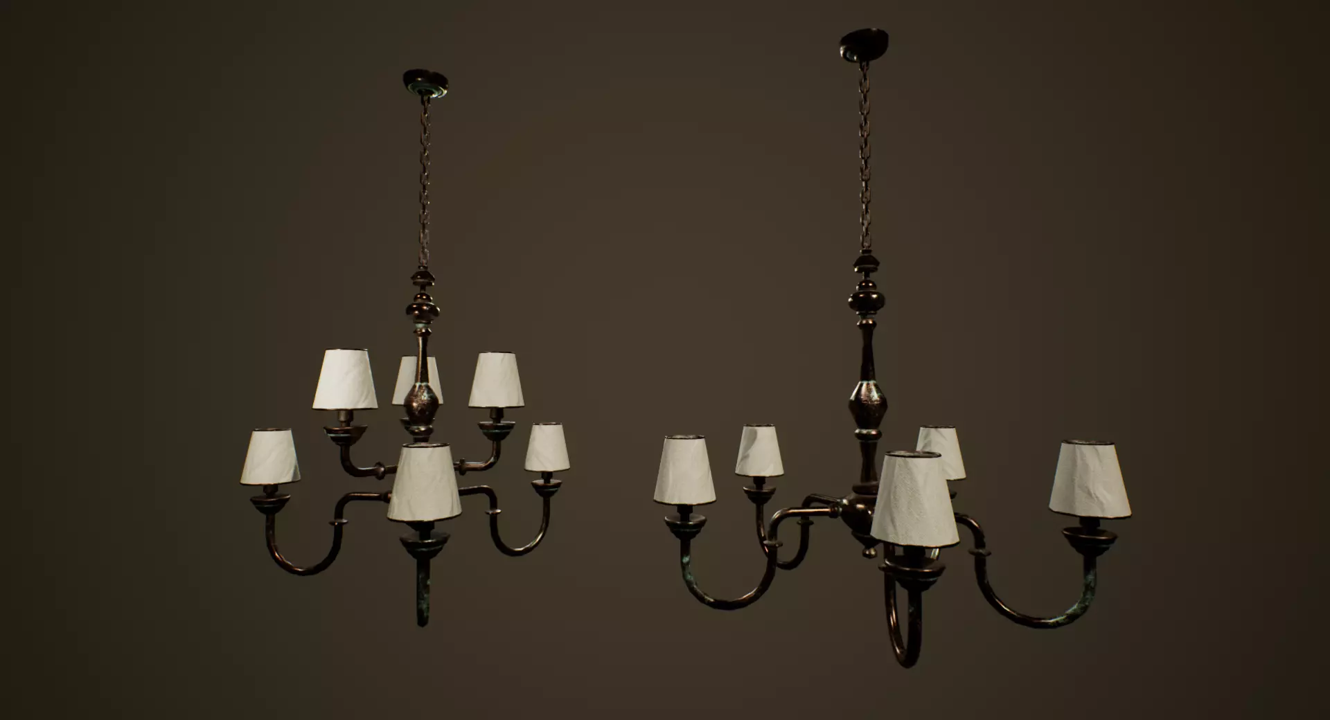 Antique Chandelier - PBR Game Ready Low-poly 3D model_0
