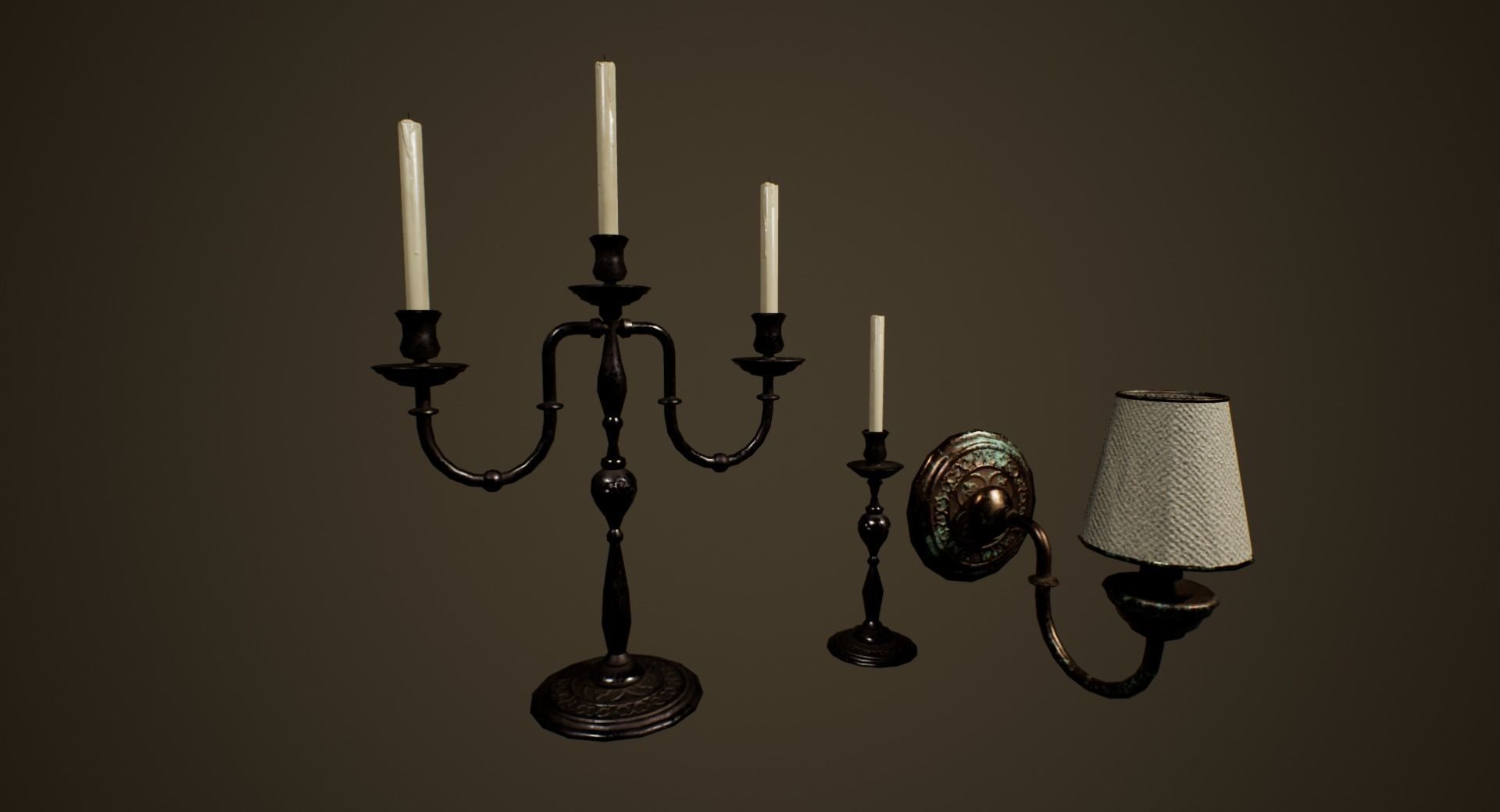 Antique Chandelier - PBR Game Ready Low-poly 3D model_3