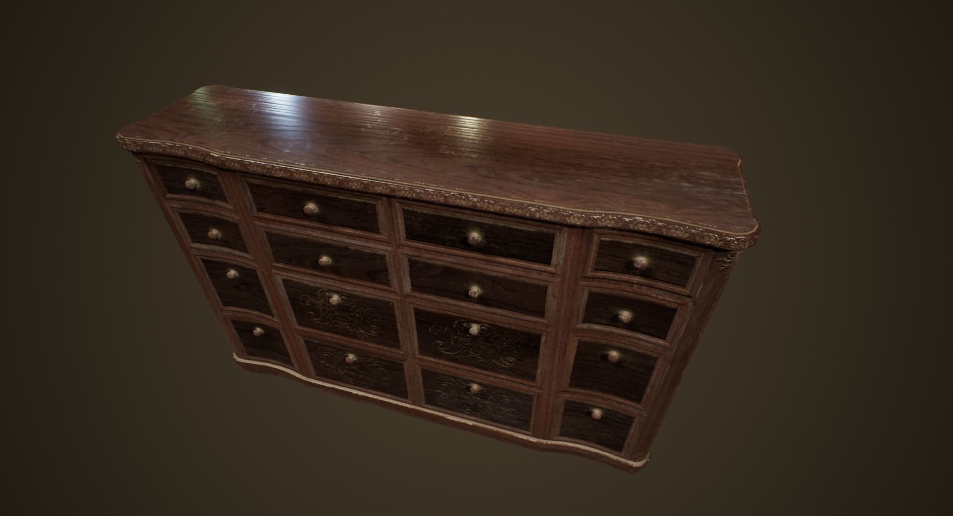 Antique Commode - PBR Game Ready Low-poly 3D model_3
