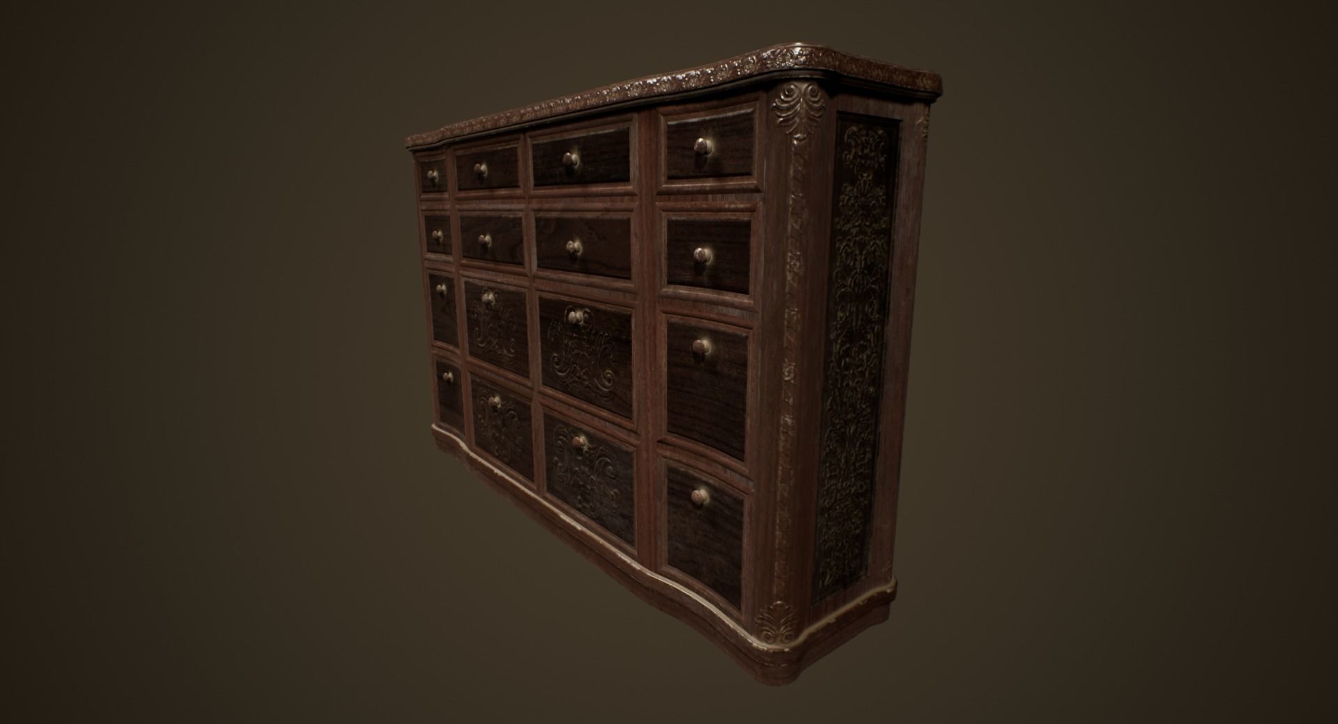 Antique Commode - PBR Game Ready Low-poly 3D model_2