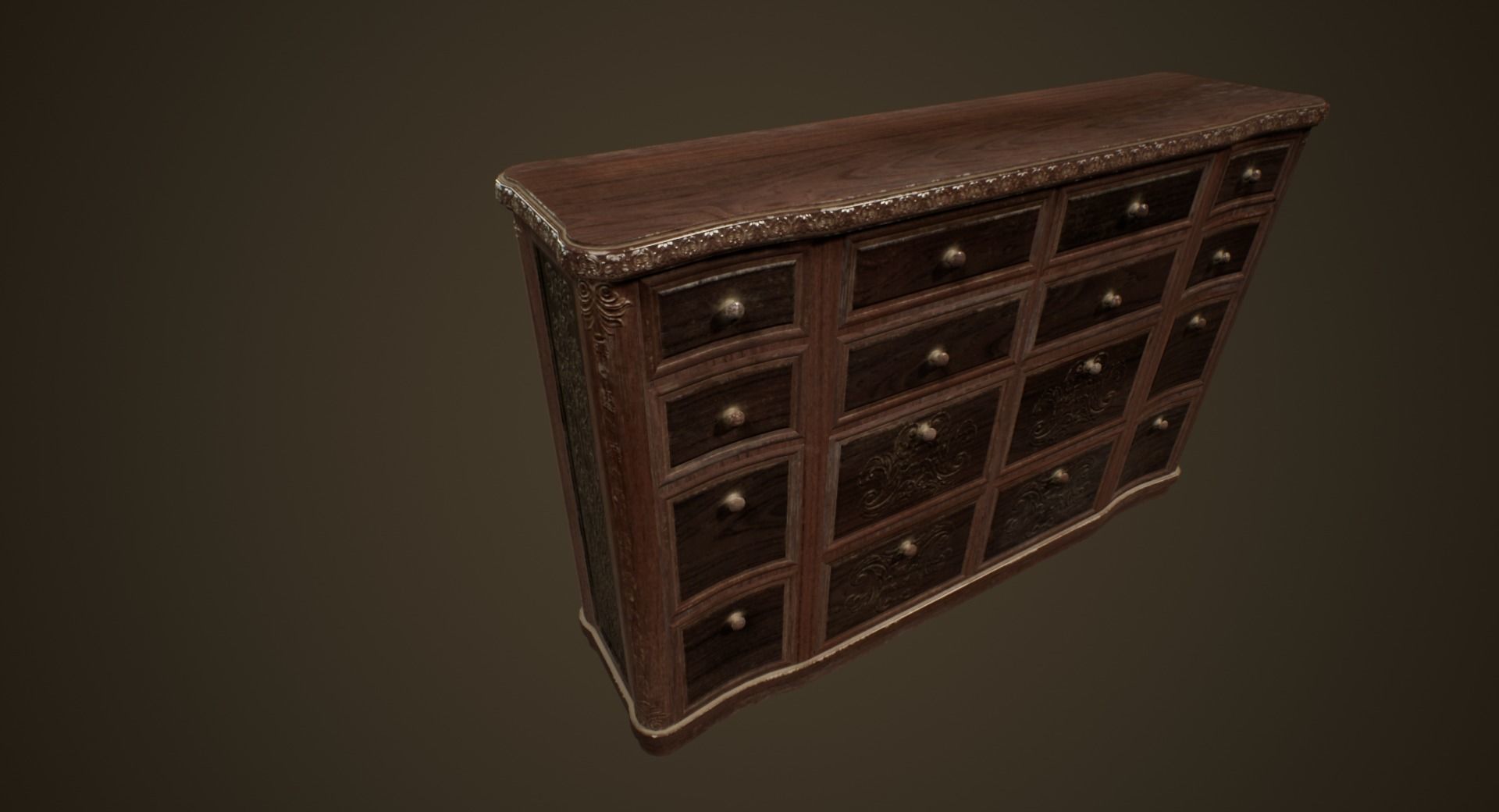 Antique Commode - PBR Game Ready Low-poly 3D model_4